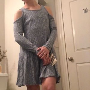 Grey cold shoulder dress